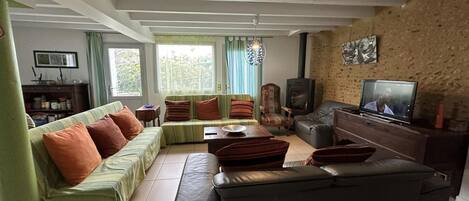 TV, fireplace