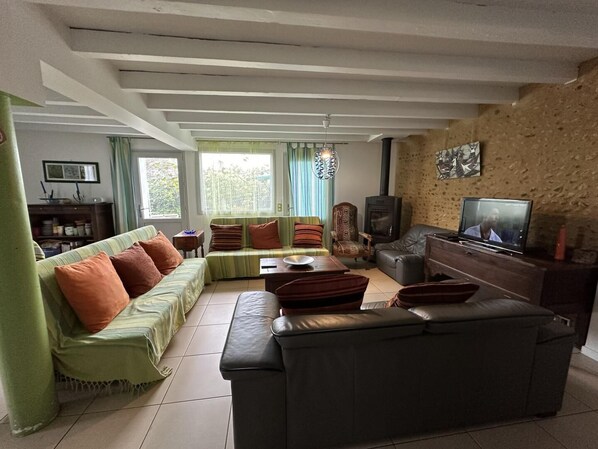 TV, fireplace