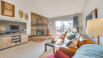 Apartment (2 Bedrooms) | Living area | TV, fireplace, DVD player, books