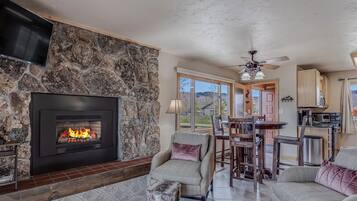 Télévision, cheminée