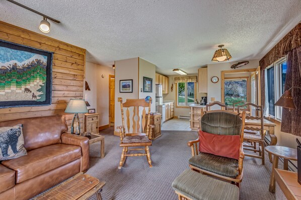 Älytelevisio, takka, DVD-soitin, kirjoja