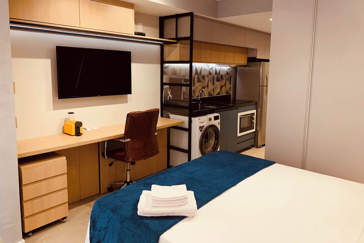 Individually decorated, individually furnished, desk, laptop workspace