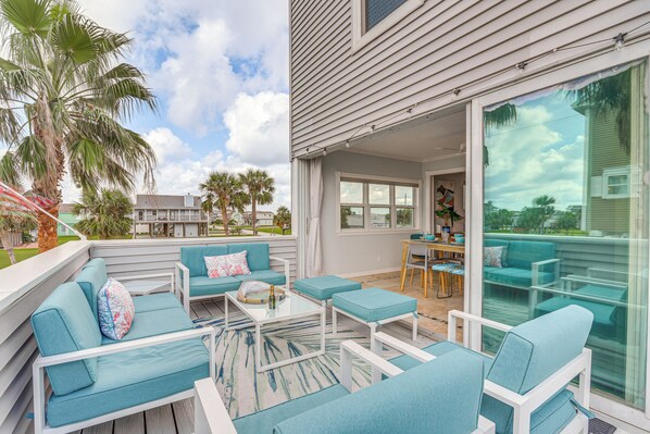 House (4 Bedrooms) | Terrace/patio - Walk to Pirates Beach - Luxe Galveston Home (Galveston)