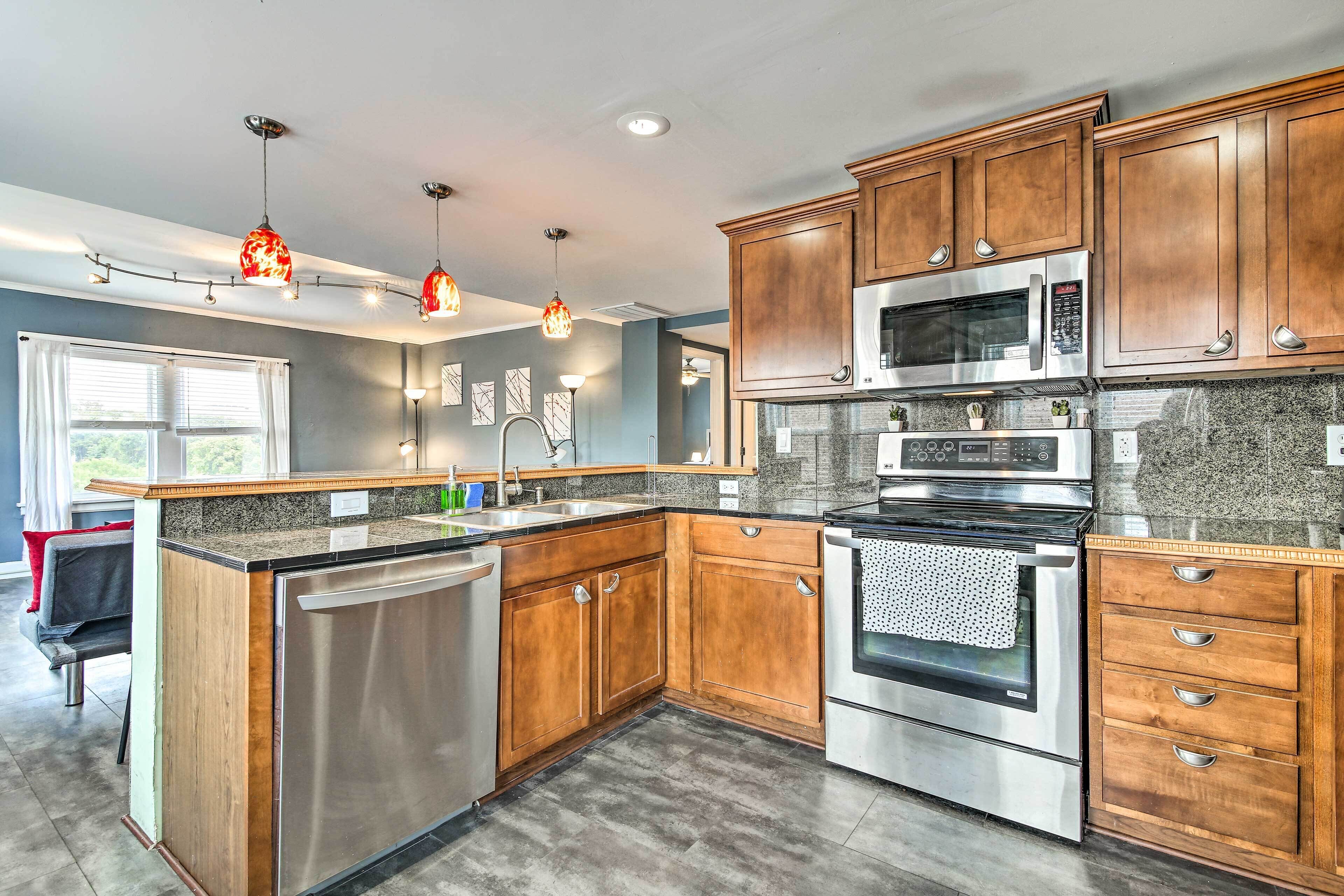 Microwave, oven, stovetop, dishwasher