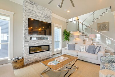 Walk to Beach: Modern Galveston Home w/ Balconies!