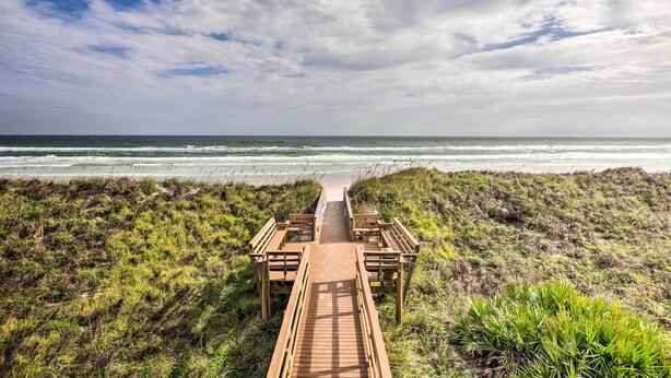 On the beach, beach towels - Oceanfront Crescent Beach Villa - Sunrise Views! (St. Augustine)