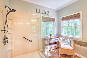 House (4 Bedrooms) | Bathroom | Shower, free toiletries - Peaceful Pisgah Mountain Getaway w/ Hot Tub! (Pisgah Forest)