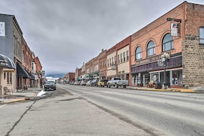 A street lined with brick buildings, including a McCambell Building.