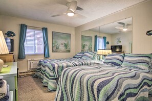 2 Schlafzimmer, laptopgeeigneter Arbeitsplatz, Bügeleisen/Bügelbrett