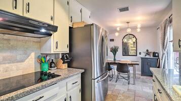 Microwave, oven, stovetop, coffee/tea maker