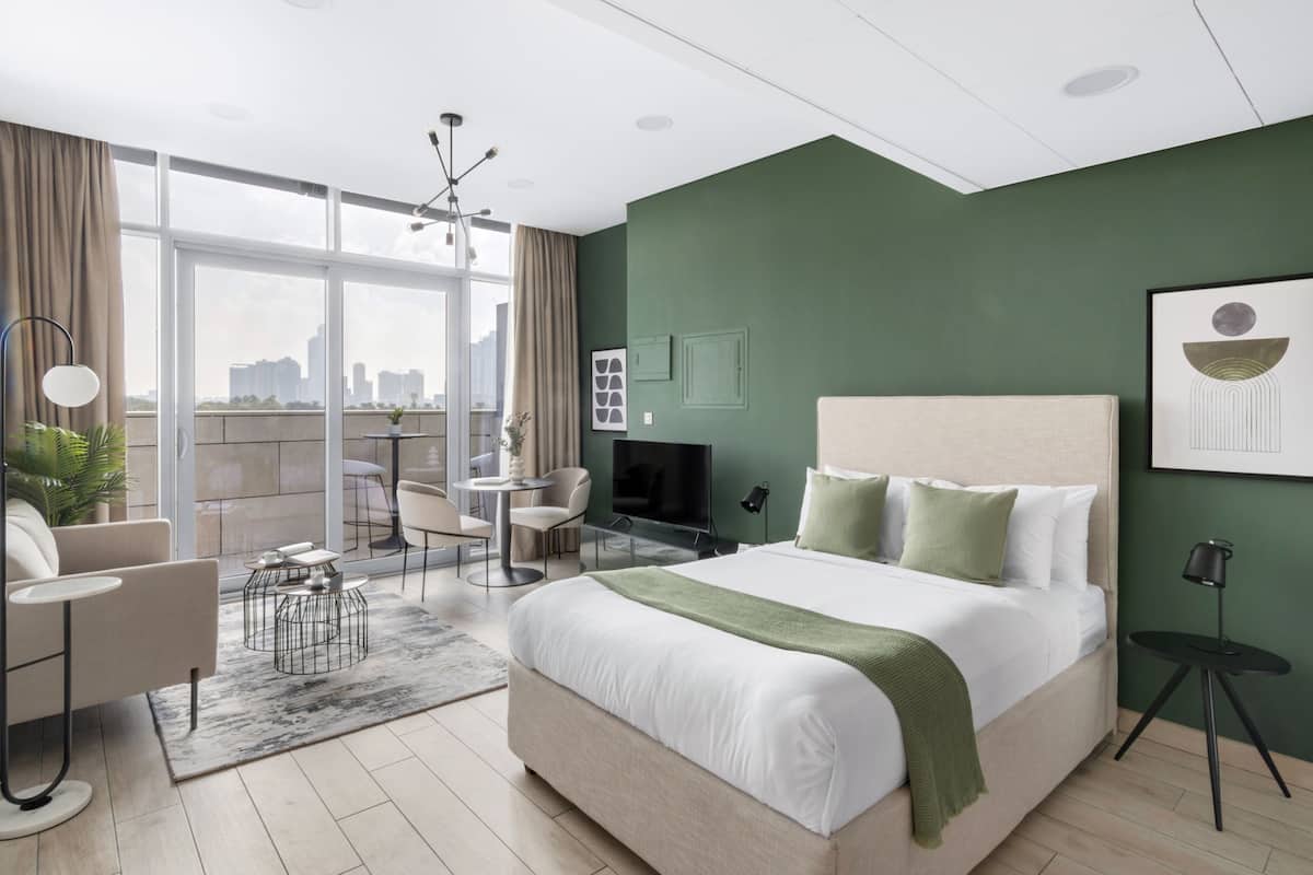 Business Studio Burj Daman 301 | 1 bedroom, Egyptian cotton sheets, premium bedding, memory-foam beds