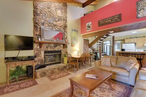 Apartment (1 Bedroom) | Living area | Fireplace, DVD player - Condo w/ Grill Access: Close to Angel Fire Resort (Angel Fire)