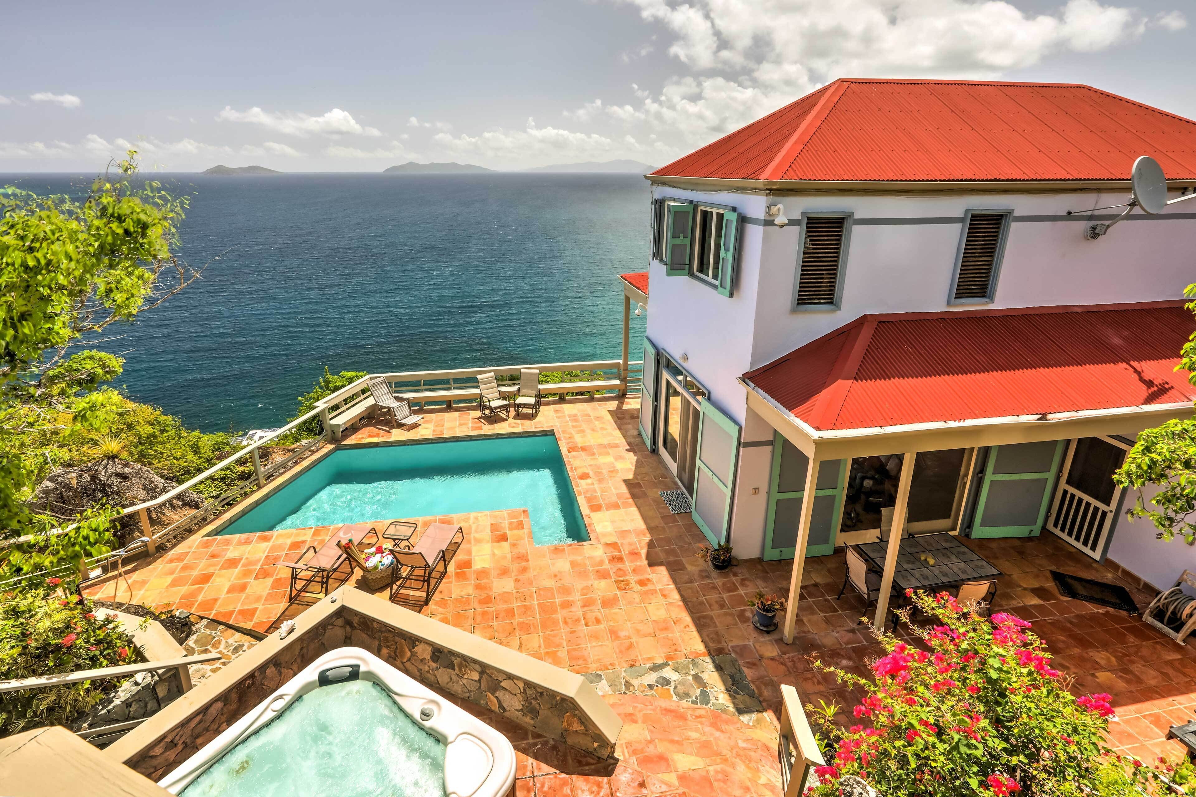 St Thomas Cliffside Villa With Pool & Hot Tub!