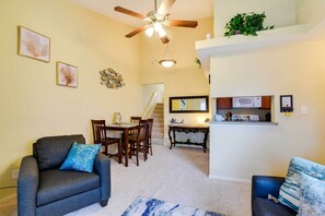 Apartment (1 Bedroom) | Interior - Balcony & Community Pool Deck: Condo in Galveston (Galveston)