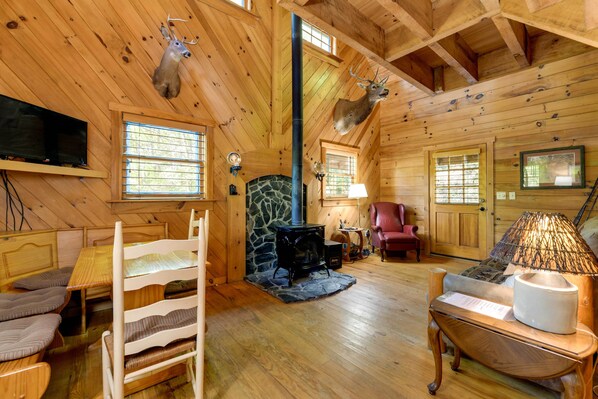 Interior - Hot Tub + Furnished Porch: Balsam Grove Cabin (Balsam Grove)