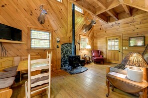 House (2 Bedrooms) | Interior - Hot Tub + Furnished Porch: Balsam Grove Cabin (Balsam Grove)