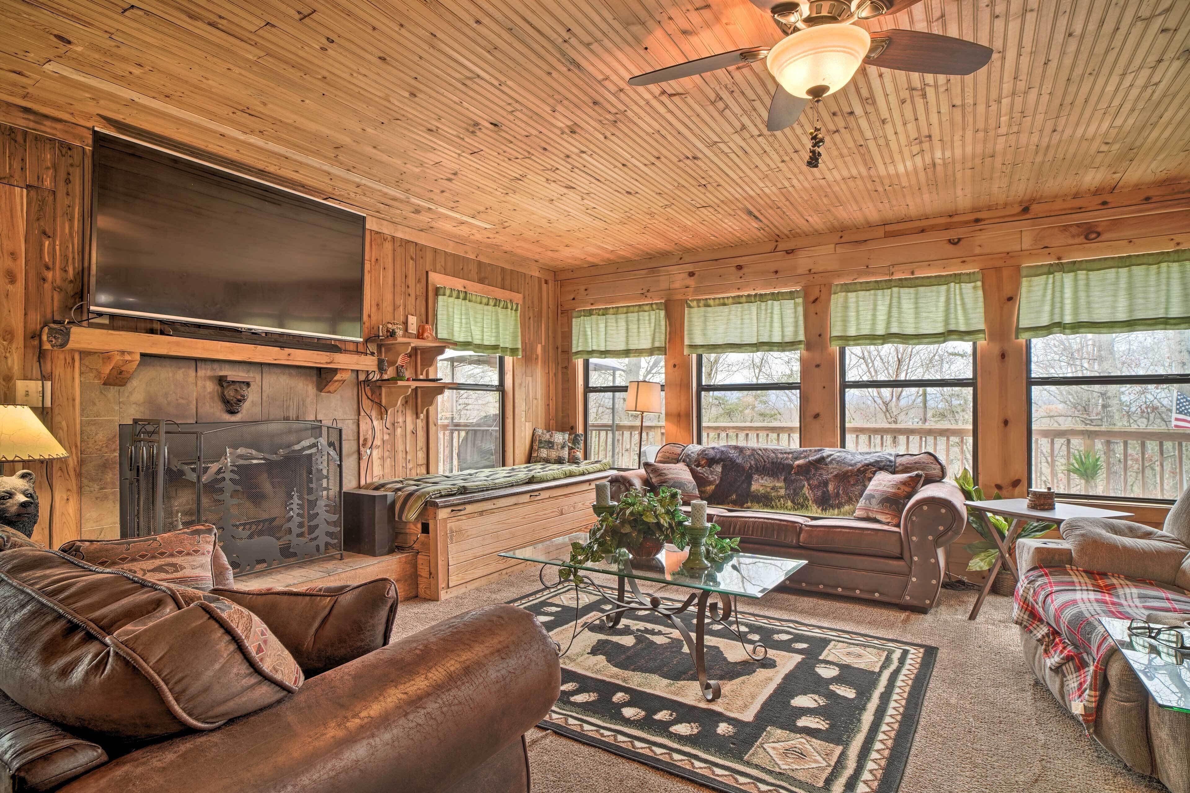 TV, fireplace, video game console