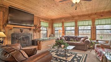 TV, fireplace, video game console