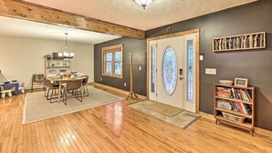 House (3 Bedrooms) | Interior - Game Room & Fire Pit: Spacious Elk Park Lodge! (Elk Park)
