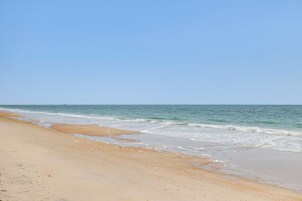 A beach with clear skies and calm waters.