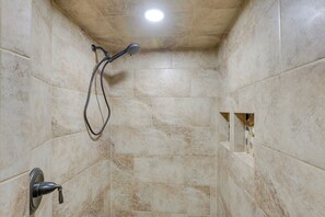 House (3 Bedrooms) | Bathroom | Shower - Lakefront Maine Retreat w/ Deck, Dock & Fire Pit! (Greenville)