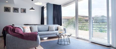 1 bedroom, desk, laptop workspace, blackout curtains