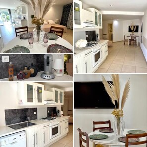 Fridge, microwave, oven, stovetop - Location Appartement Alata Proche Ajaccio (ALATA)