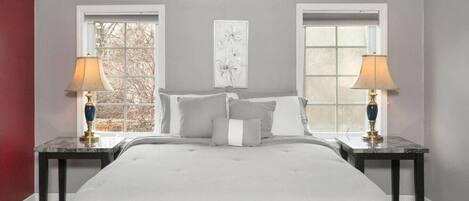 3 bedrooms, desk, iron/ironing board, travel crib