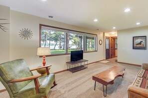 House (3 Bedrooms) | Interior - Spacious Luxury Cabin w/ Deck & Dock on Bone Lake (Luck)