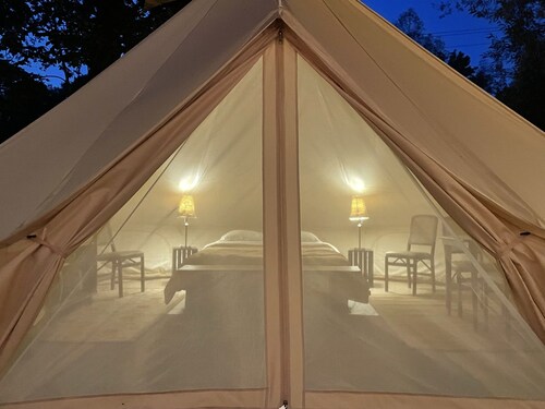 Luxurious Bell Tent on Ischua Creek at Campground Adventures