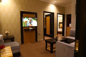 Apartment, 2 Bedrooms | Living area | 32-inch flat-screen TV with satellite channels, TV - Golden Rest Serviced Apartments (Al Khobar)