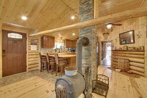 House (2 Bedrooms) | Interior - Trout Ponds & Sauna: Unique Log Cabin in Freedom (Freedom)