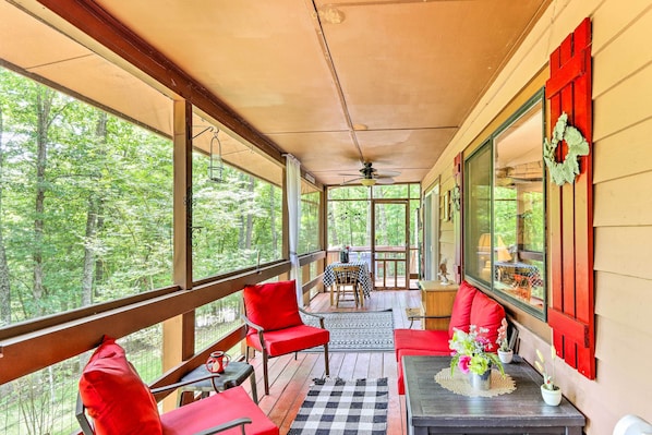House (2 Bedrooms) | Front of property - Quaint Murphy Cabin in Serene Wooded Setting! (Murphy)