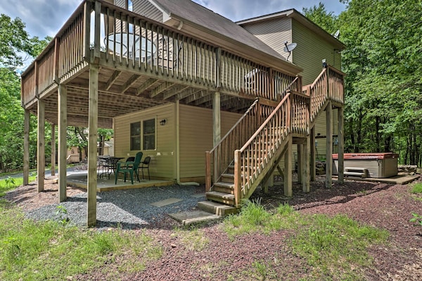 Deck, Hot Tub & Game Room: Lake Harmony Home - Lake Harmony, PA