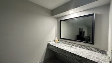 Premium bedding, pillowtop beds, laptop workspace, blackout drapes