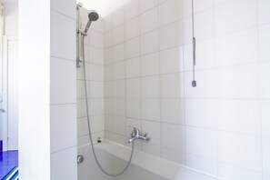 Hair dryer, bidet, towels, soap