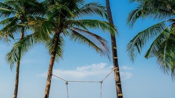 Private beach, white sand, free beach cabanas, sun-loungers