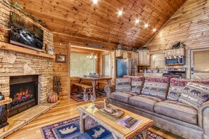 Cabin, 1 King Bed, Hot Tub, Mountain View | Living area - Copper Bear (Sevierville)