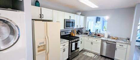 Kühlschrank, Mikrowelle, Herdplatte, Geschirrspüler