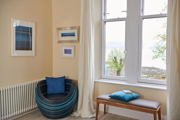 Reading area with stunning cove view