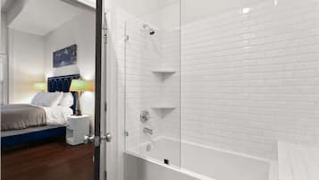 Bathtub, hair dryer, towels