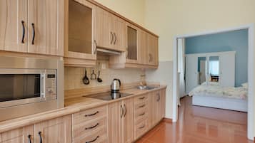 Deluxe Apartment | Private kitchen | Cookware/dishes/utensils