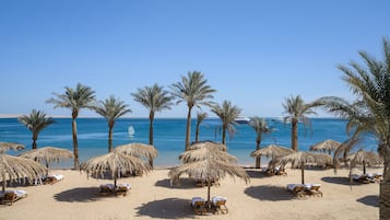 Private beach, sun-loungers, beach umbrellas, beach towels