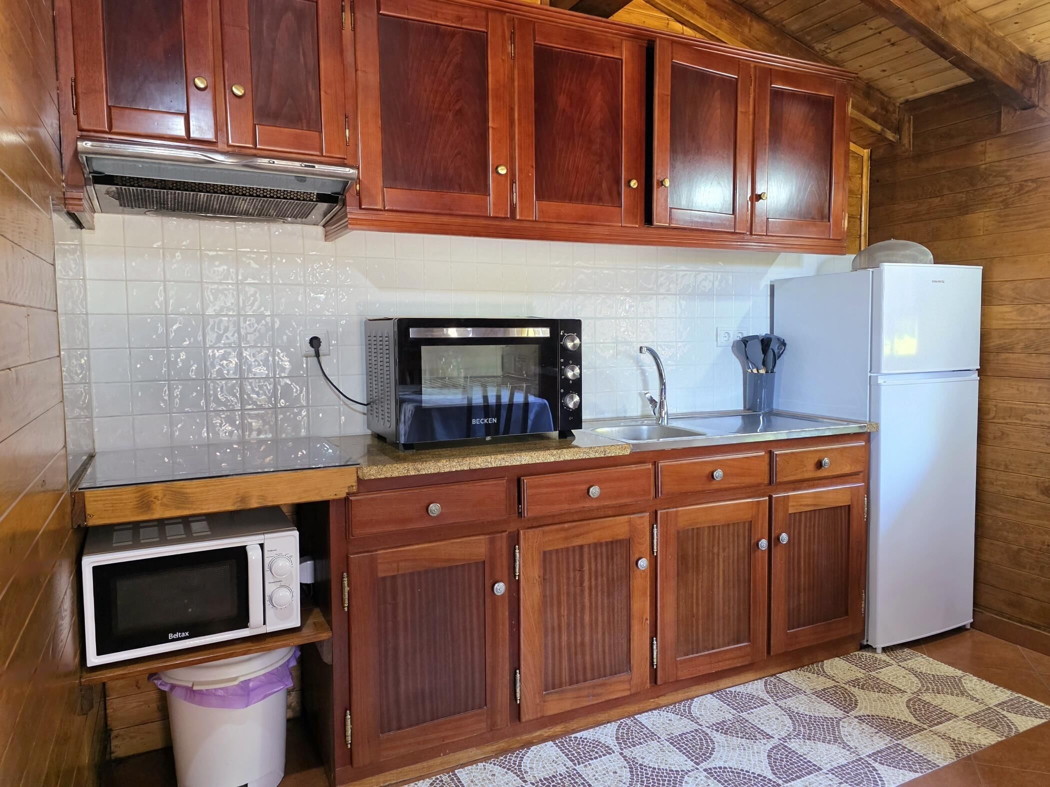 Fridge, microwave, oven, coffee/tea maker