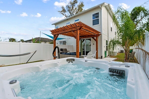 Hot Tub in backyard oasis
