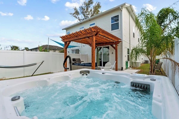 Hot Tub in backyard oasis