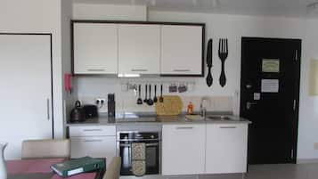 Apartment | Private kitchen | Fridge, microwave, oven, stovetop