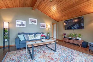 Smart TV, fireplace, foosball, table tennis