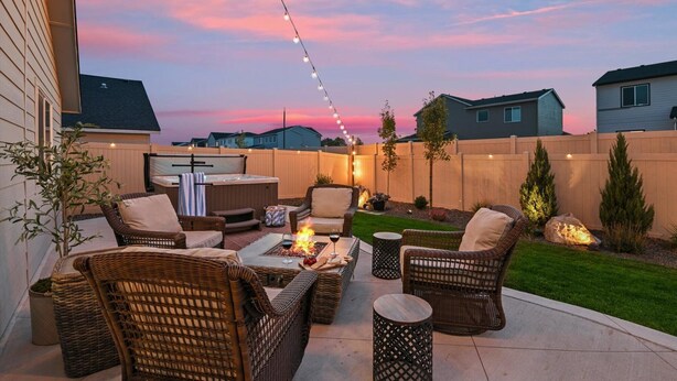 Terrace/patio - Hot Tub, Fire Pit, Game Room! Steps to Park, 4 TVs, TopGolf Discount, Mini Split Comfort (Meridian)