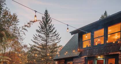 Craftsman Log Cabin Near Whiteface • Hot Tub, Sauna & Swimming Hole